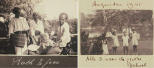 Anne-Ruth at six months old and the Indonesian servants (left) and Anne-Ruth and her sister and little brother (right)